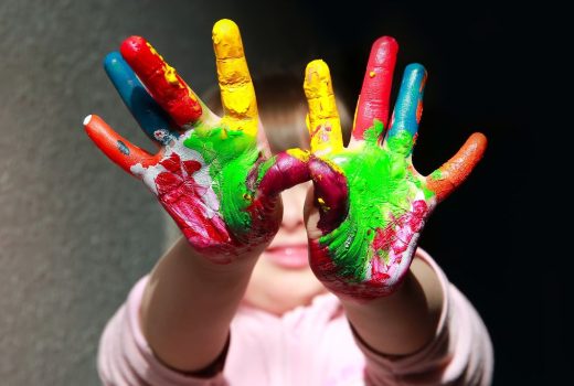 kids painting with hands; art with kids; living sustainably