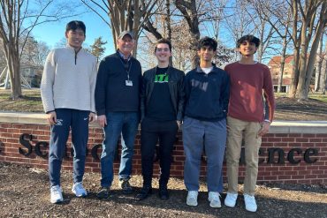 The Earth Prize Winning Team 'FloodGate' (US). From the left: George Cheng, Larry Myers (team supervisor), Reichen Schaller, Shubhan Bhattacharya and Sumedh Kotrannavar.