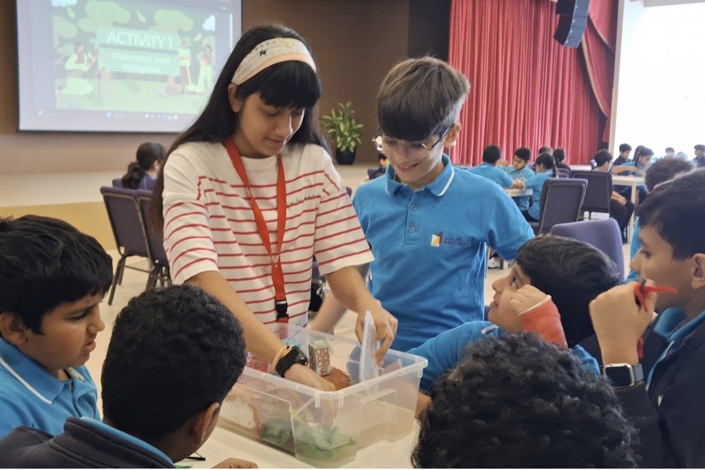 Gaurika Gautam & Vedika Gautam lead a workshop about the importance of mangroves and mangrove conservation.